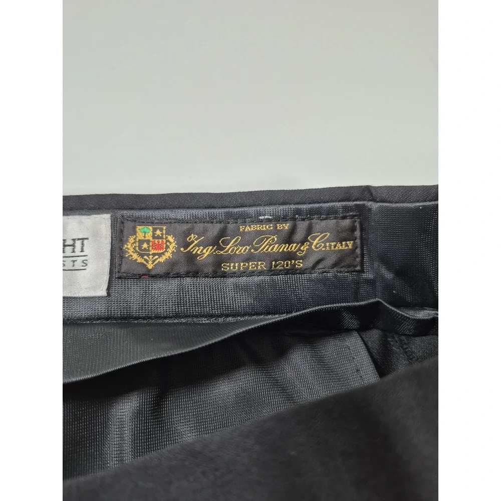 Loro Piana Formal Knight Suit Pants Mens 34x36 Black Wool Tuxedo Pleated